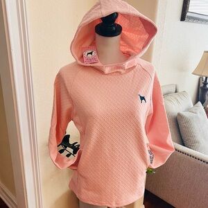 Southern Girl Prep Long Sleeve Pink Hoodie NEW Large Pockets Dog Embroidery Logo